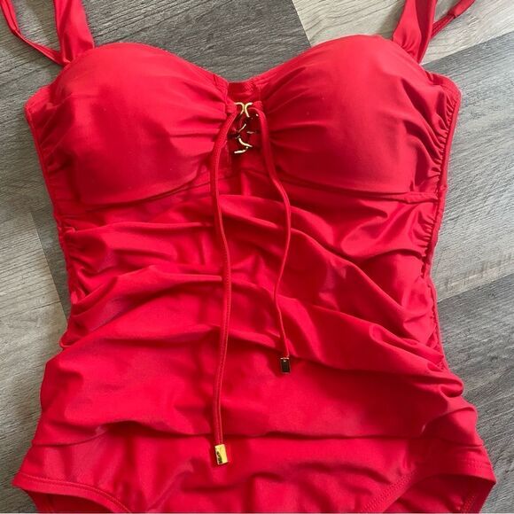 Bleu Rod Beattie Swimsuit One Piece Red Tie Front 6 - Picture 3 of 11